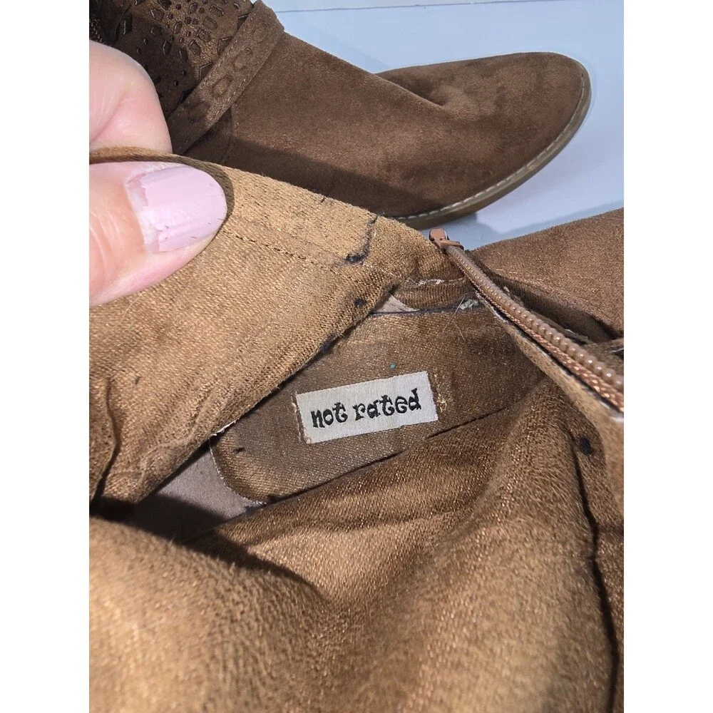 Not Rated Over The Knee Boots Womens Size 6.5 Brown Suede Block Heel Side Zip